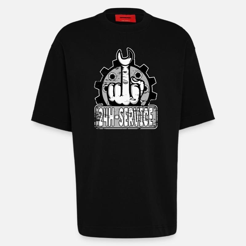 Mittelfinger Stinkerfinger 24h Service Design Grau - Heavyweight T-Shirt - made by SPREAD - SOLID BLACK