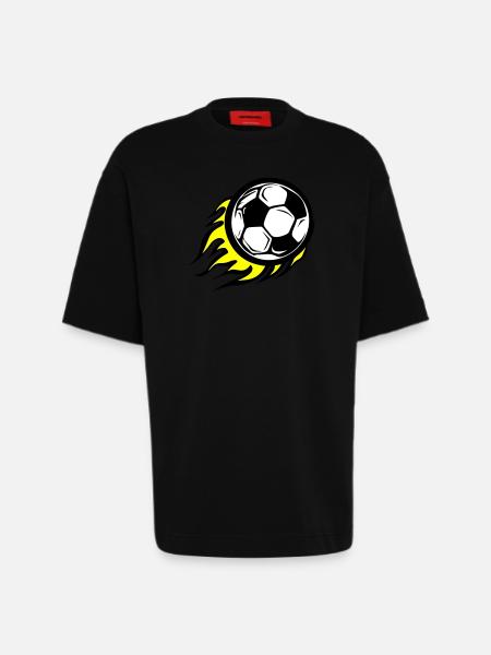 Soccer Symbol Fire - Heavyweight T-Shirt - made by SPREAD  - SOLID BLACK