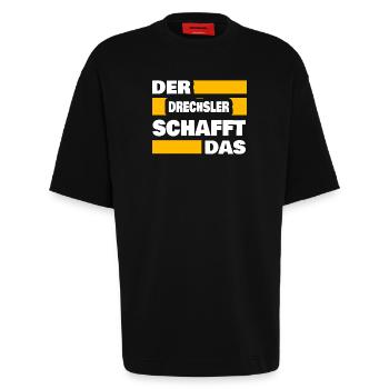 Drechsler als Arbeit - Heavyweight T-Shirt - made by SPREAD  - SOLID BLACK - Vorne - Fiona (171cm)