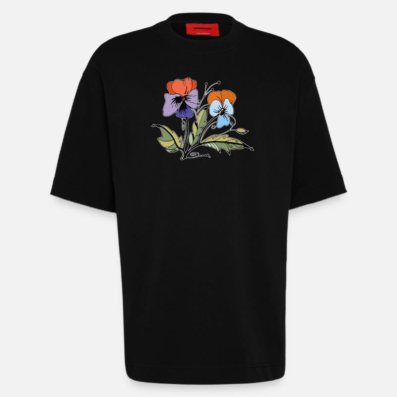 Flowers - Heavyweight T-Shirt - made by SPREAD - SOLID BLACK
