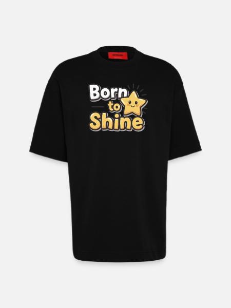 Né pour briller – Strahlender Stern - T-shirt bio épais oversize fabriqué en UE - SOLID BLACK