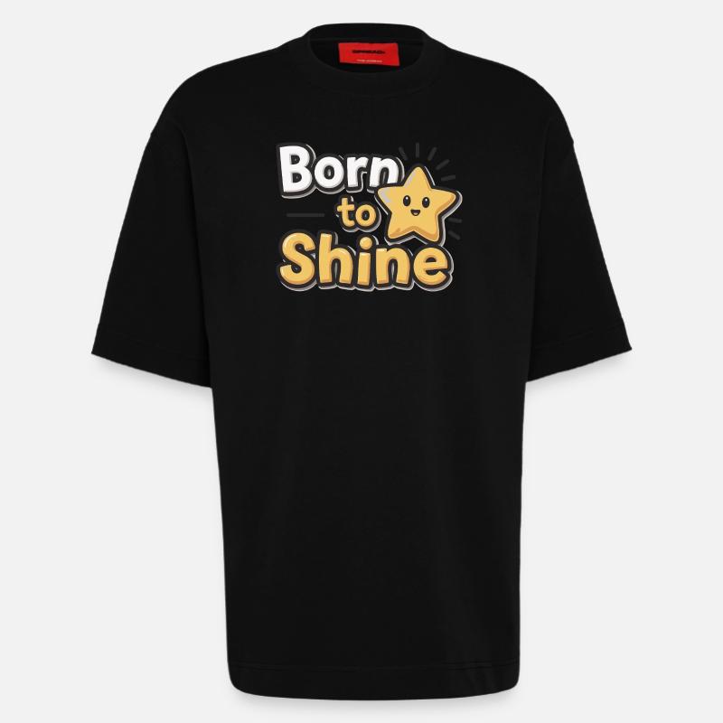 Né pour briller – Strahlender Stern - T-shirt bio épais oversize fabriqué en UE - SOLID BLACK