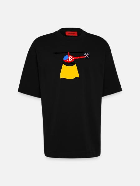 Helicopter Birthday 8 - Heavyweight T-Shirt - made by SPREAD  - SOLID BLACK