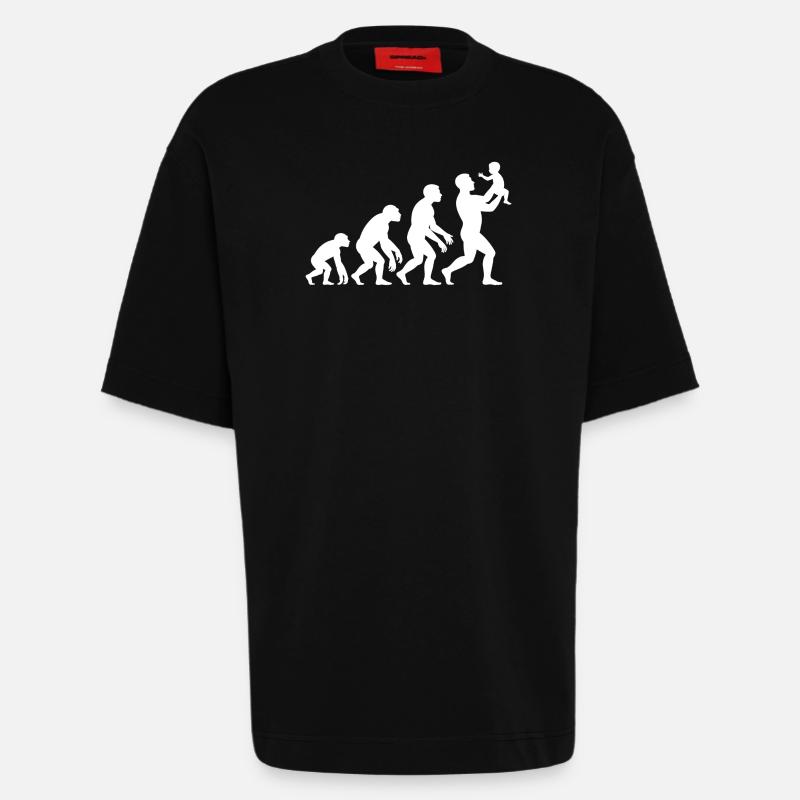 Évolution Du Singe Au Papa - T-shirt bio épais oversize fabriqué en UE - SOLID BLACK