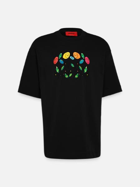 Fleur - T-shirt bio épais oversize fabriqué en UE - SOLID BLACK