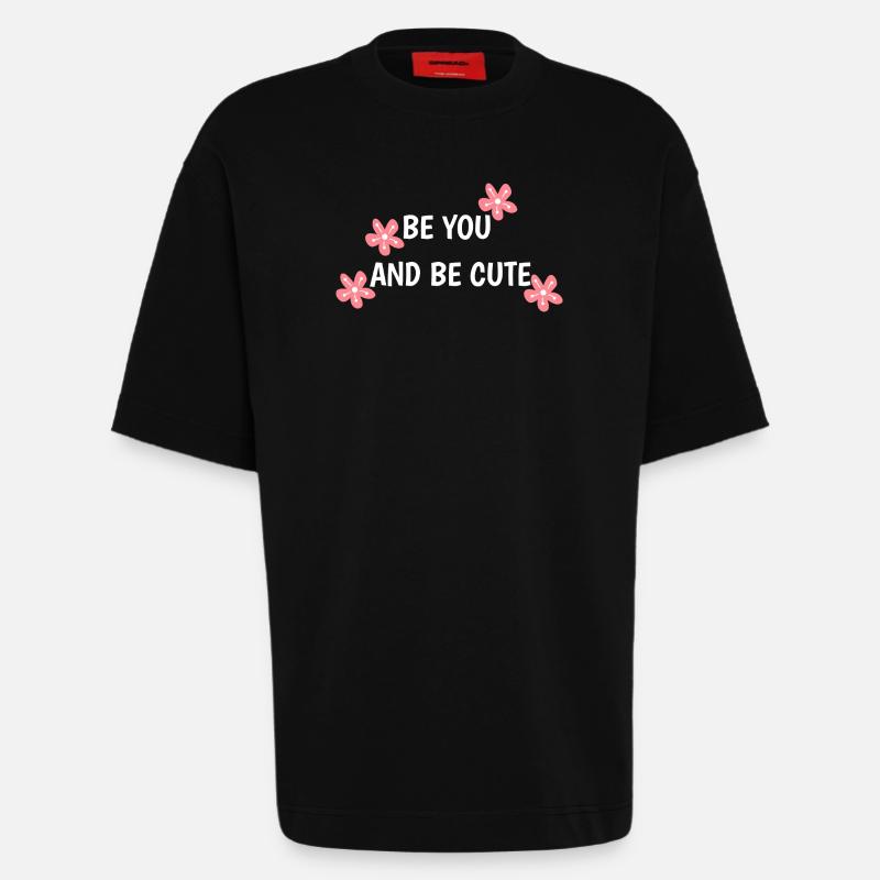 Soyez vous-même et mignon - T-shirt bio épais oversize fabriqué en UE - SOLID BLACK