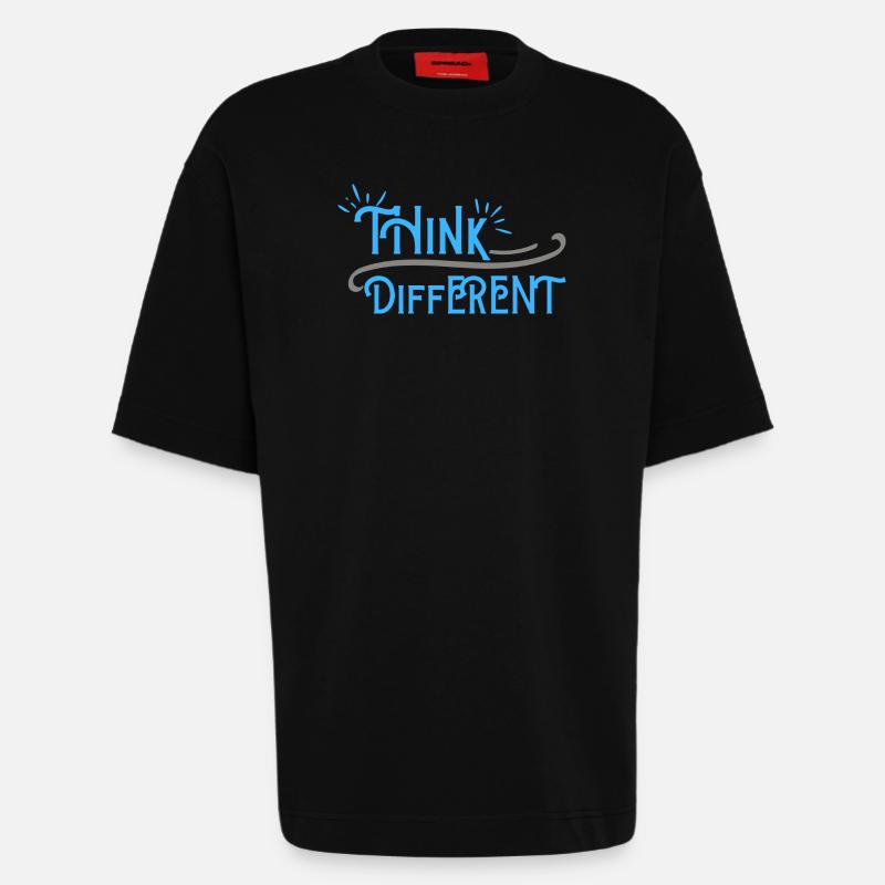 Think Differnet Blaue Grau Design - Heavyweight T-Shirt - made by SPREAD  - SOLID BLACK