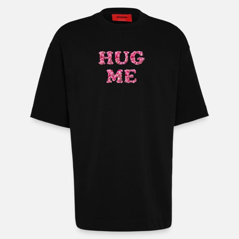 Hug Me mit Rosenblättern - Heavyweight T-Shirt - made by SPREAD - SOLID BLACK
