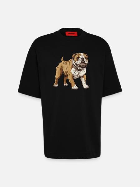 Bulldog Dog - Heavyweight T-Shirt - made by SPREAD  - SOLID BLACK