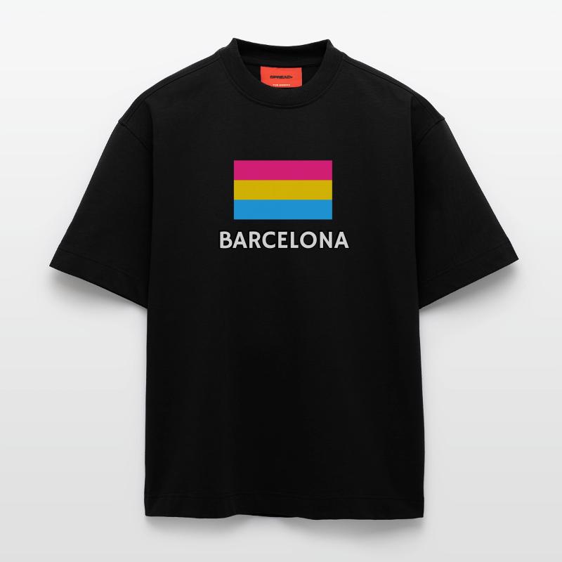 Drapeau de la Pan Pride Barcelone T-shirt bio épais oversize fabriqué en UE