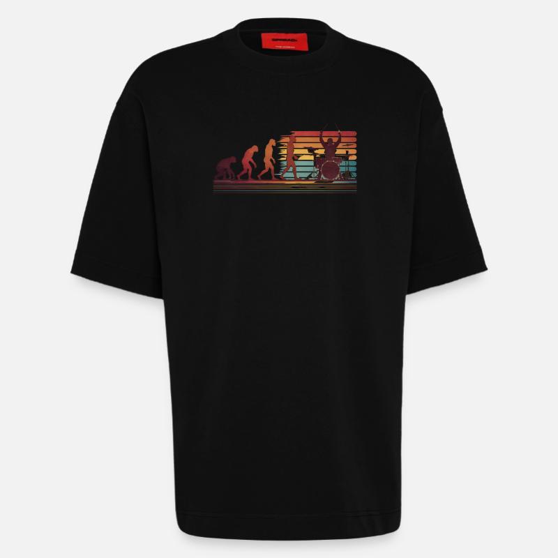 Batteur Evolution Trommeln - Heavyweight T-Shirt - made by SPREAD  - SOLID BLACK