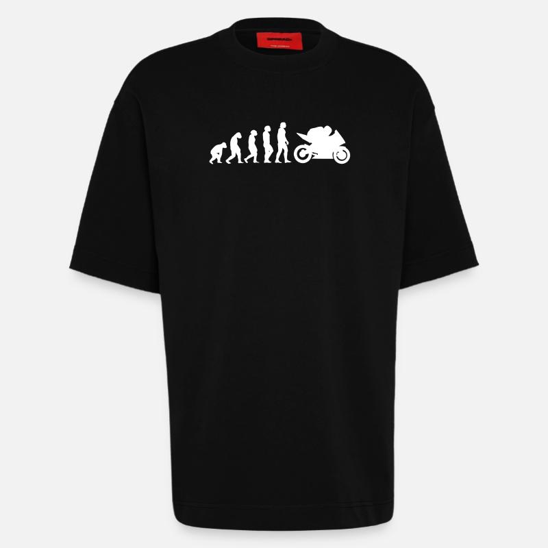 Evolution de la moto - T-shirt bio épais oversize fabriqué en UE - SOLID BLACK