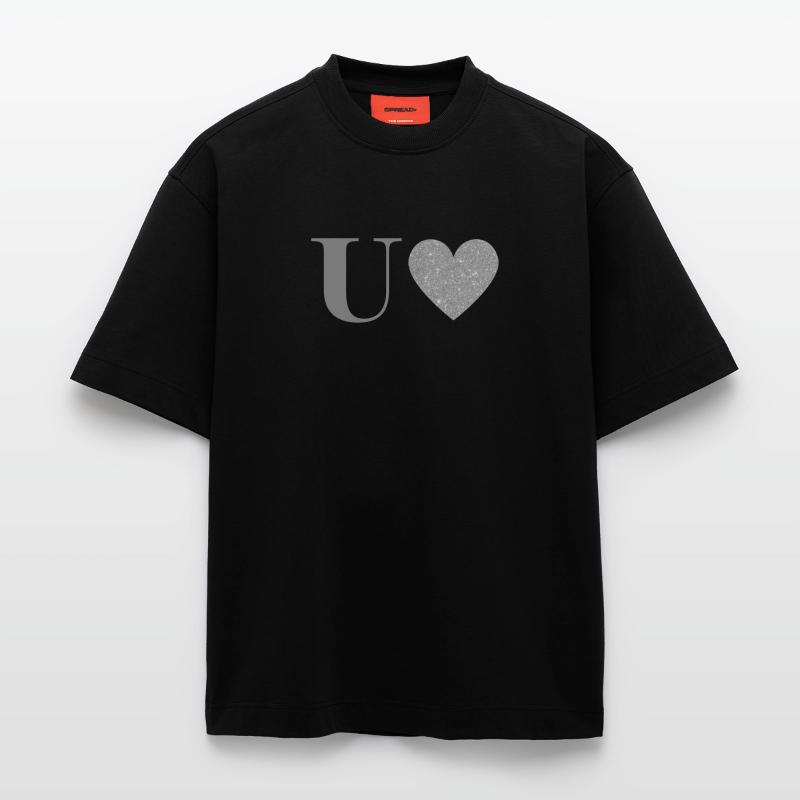 Silberner Herzbuchstabe u Heavyweight T-Shirt - made by SPREAD 