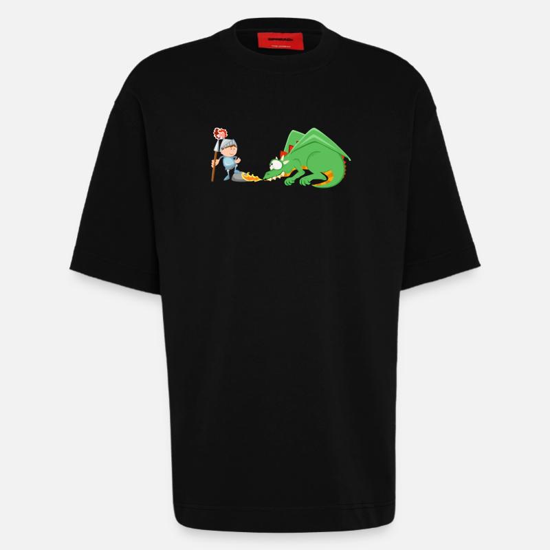 Ritter und Drache - Heavyweight T-Shirt - made by SPREAD  - SOLID BLACK