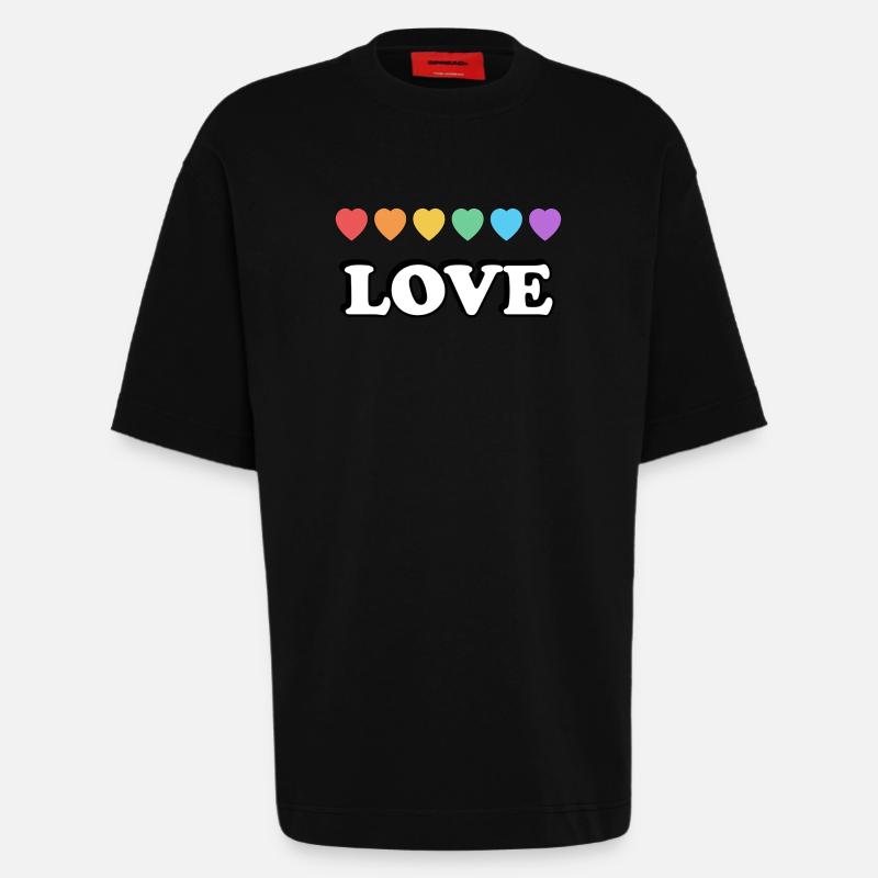 Liebe Regenbogenherzen - Heavyweight T-Shirt - made by SPREAD  - SOLID BLACK