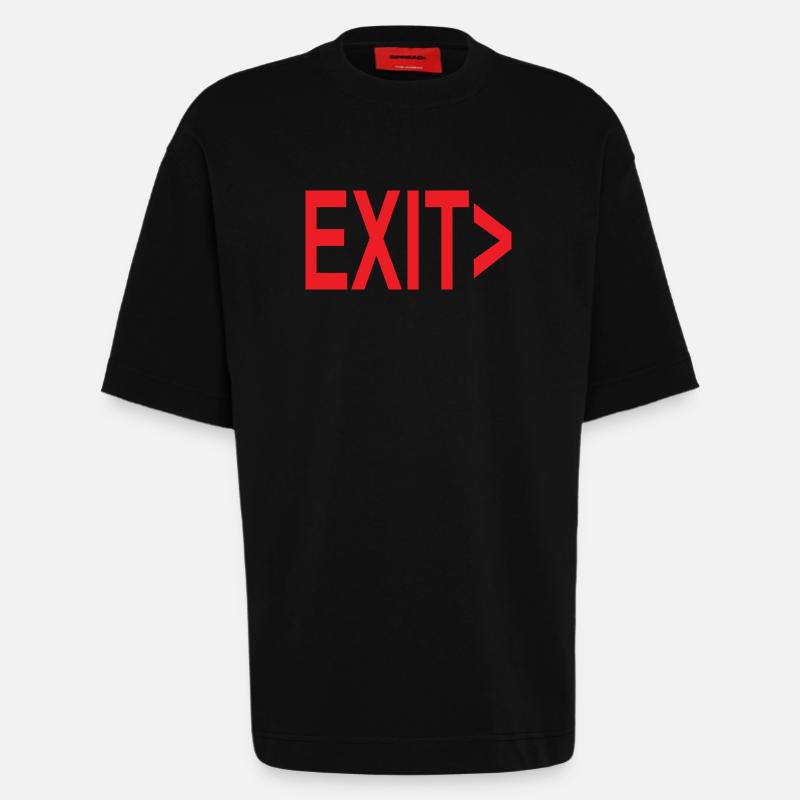 Exit / Exit / Emergency Exit - Heavyweight T-Shirt - made by SPREAD  - SOLID BLACK