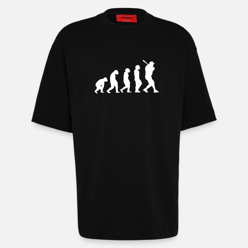 Baseball Player Evolution Baseball - Heavyweight T-Shirt - made by SPREAD - SOLID BLACK