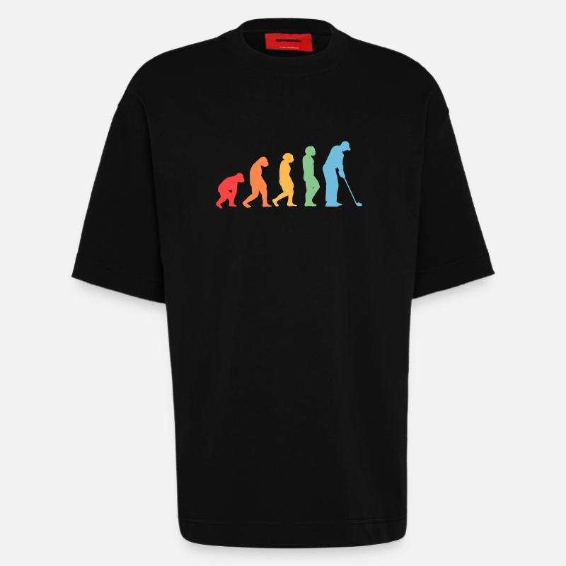 Golfer Evolution Golf - Heavyweight T-Shirt - made by SPREAD  - SOLID BLACK