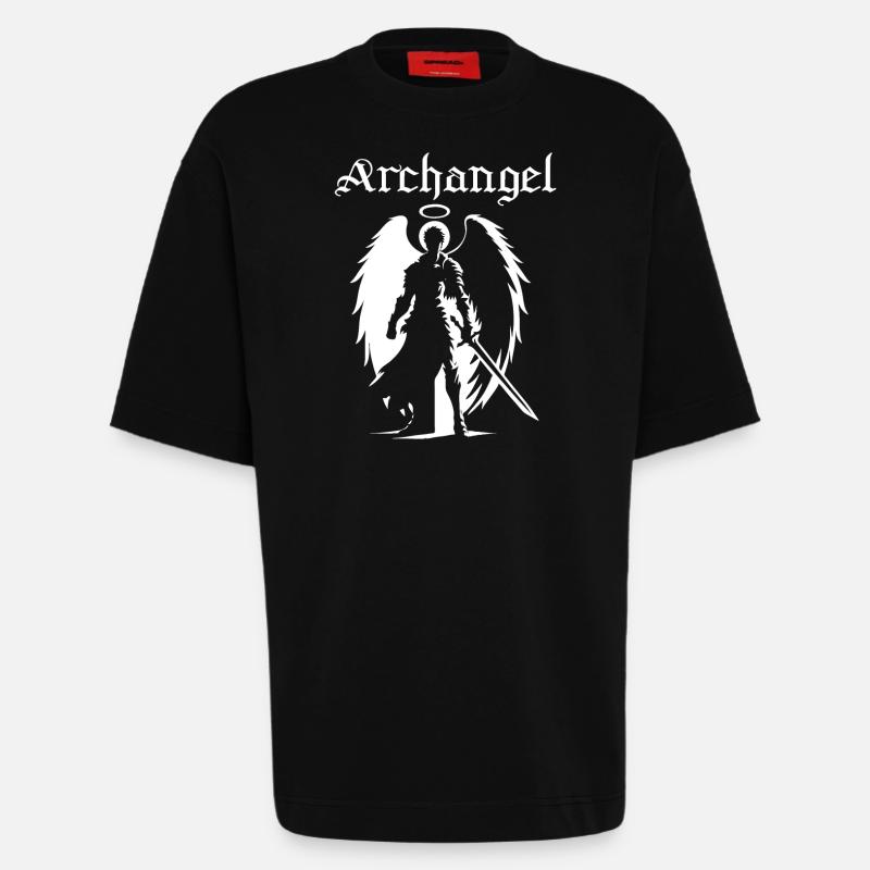 Archange - Combattant céleste - T-shirt bio épais oversize fabriqué en UE - SOLID BLACK