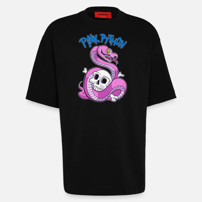 Pink Python (Blue) - T-shirt bio épais oversize fabriqué en UE - SOLID BLACK