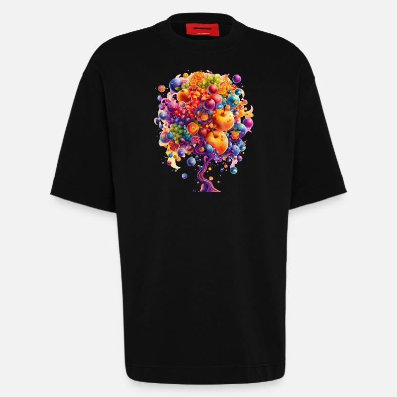 Bunte Weltenbaum Explosion - Heavyweight T-Shirt - made by SPREAD  - SOLID BLACK