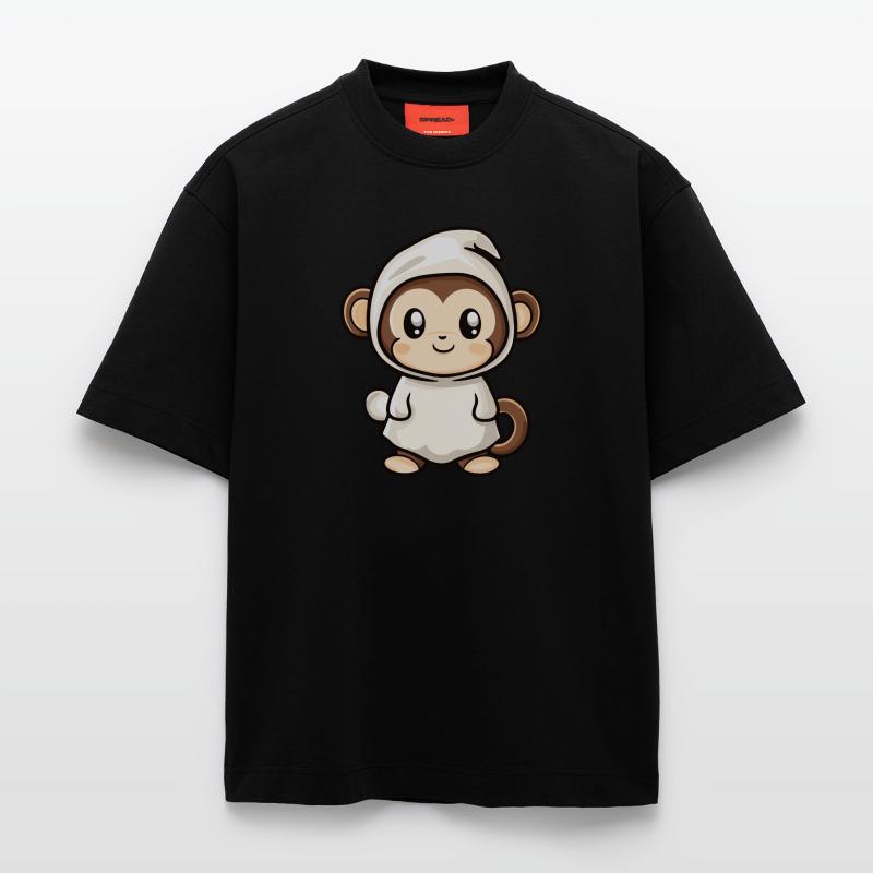 Monkey Halloween Funny Ghost Heavyweight T-Shirt - made by SPREAD 
