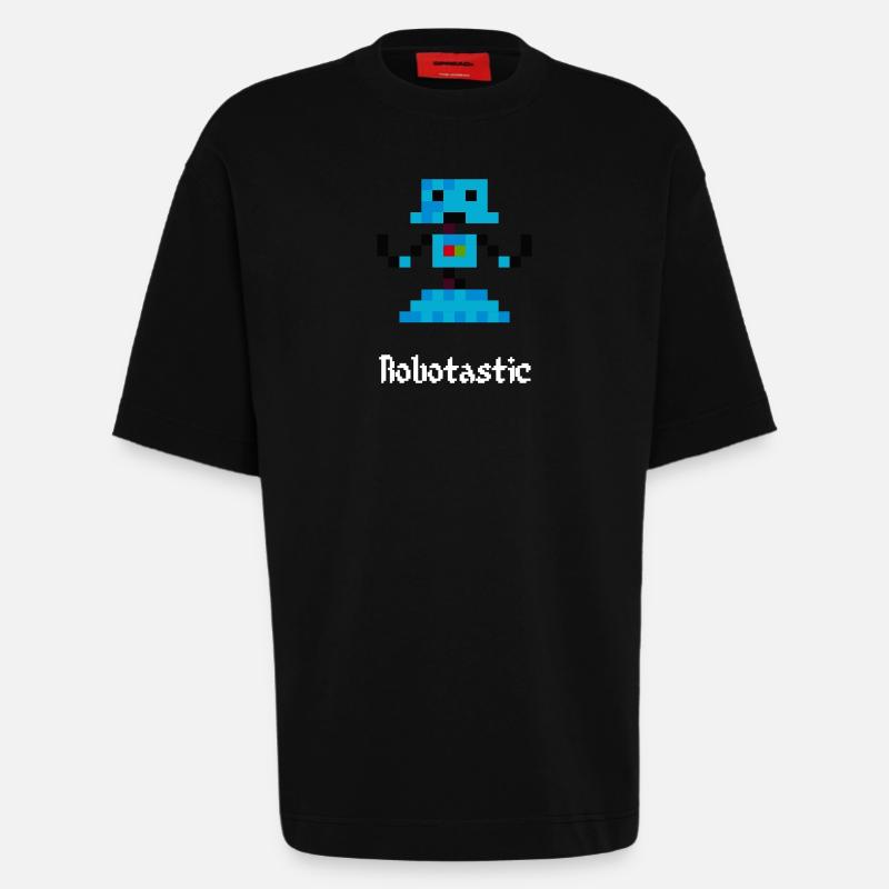Robot 8 bits (Robotastic) - T-shirt bio épais oversize fabriqué en UE - SOLID BLACK