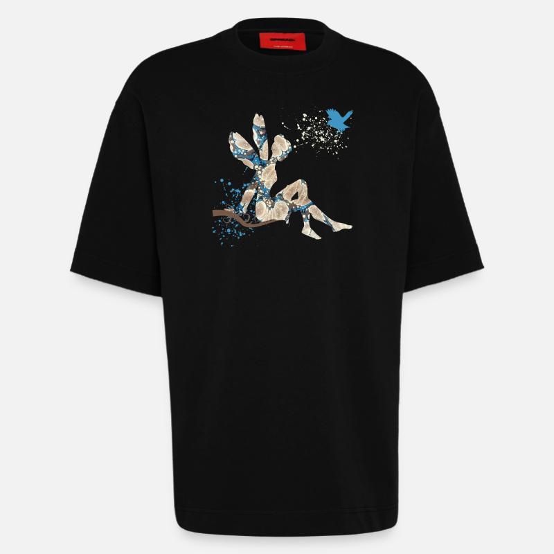 frais e 242 - T-shirt bio épais oversize fabriqué en UE - SOLID BLACK