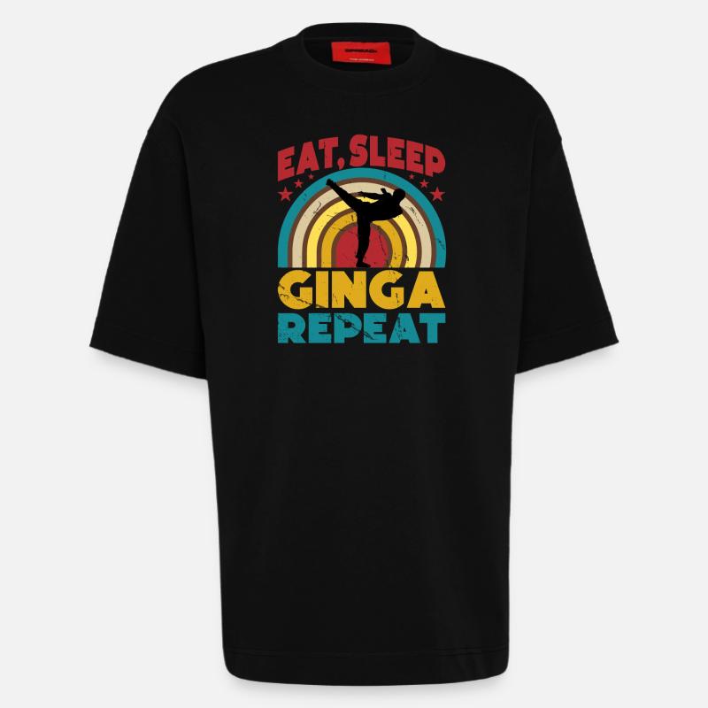 Eat Sleep Ginga Repeat - Heavyweight T-Shirt - made by SPREAD  - SOLID BLACK