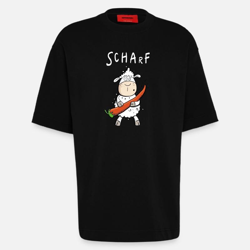 Pepperoni Sheep I Sharp comic pun - Heavyweight T-Shirt - made by SPREAD - SOLID BLACK