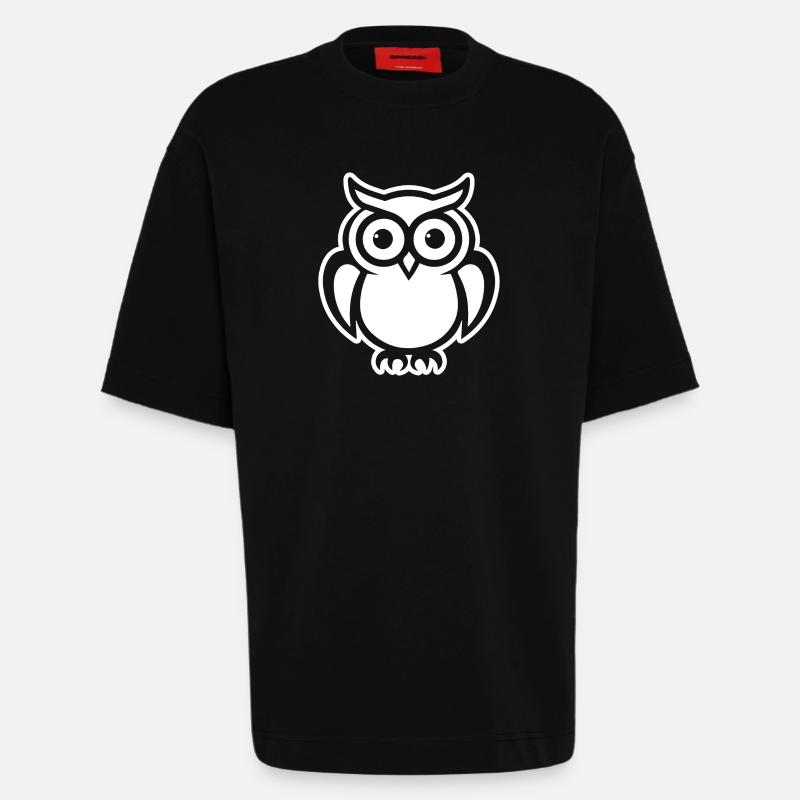 Eule Eulen Vogel - Heavyweight T-Shirt - made by SPREAD  - SOLID BLACK
