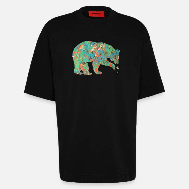 bär mit schneeglöckchen e 4 - Heavyweight T-Shirt - made by SPREAD  - SOLID BLACK