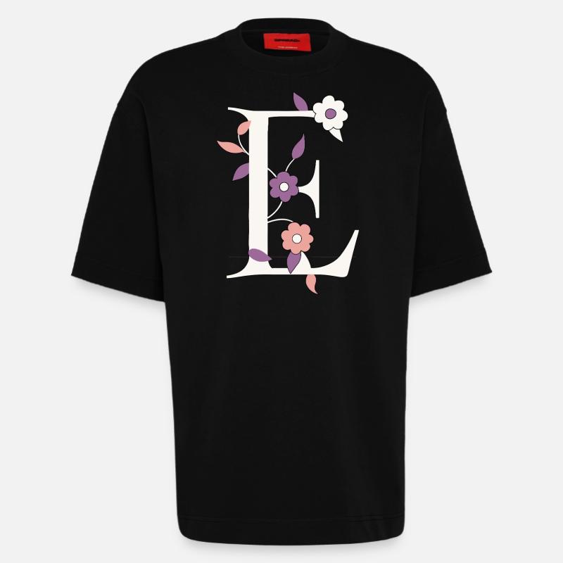 Buchstabe E Monogramm Retro - Heavyweight T-Shirt - made by SPREAD  - SOLID BLACK