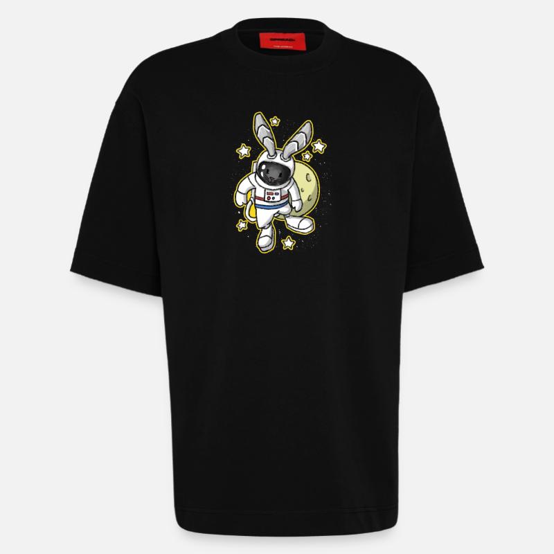 Bunny Easter Space Astronaut Gift - Heavyweight T-Shirt - made by SPREAD  - SOLID BLACK