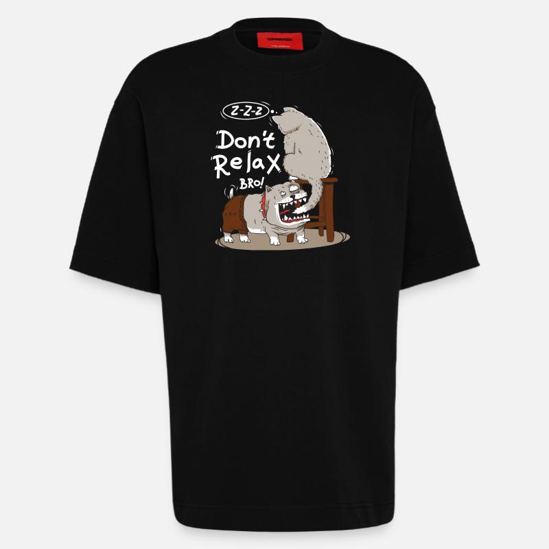 Dog eggs sleeping cat - Heavyweight T-Shirt - made by SPREAD  - SOLID BLACK