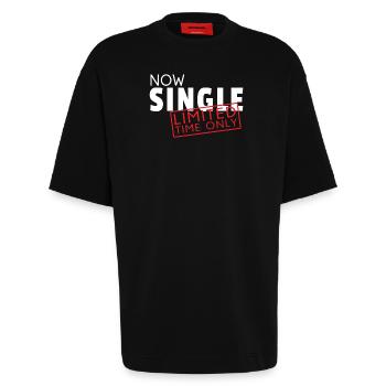 Now Single Limited time only Geschenk Singel - Heavyweight T-Shirt - made by SPREAD  - SOLID BLACK - Vorne - Fiona (171cm)