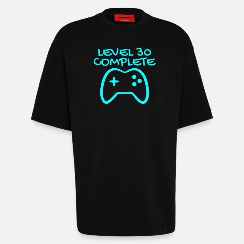 30 anniversaire Niveau 30 Complete - T-shirt bio épais oversize fabriqué en UE - SOLID BLACK