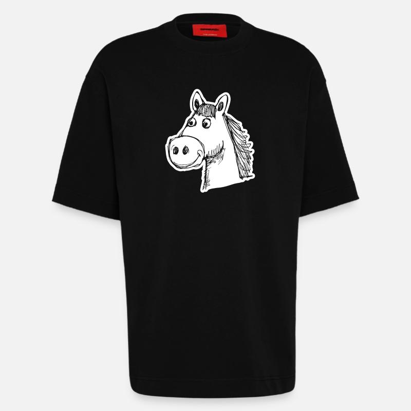 Cheval Chevaux Équitation Cavalier - T-shirt bio épais oversize fabriqué en UE - SOLID BLACK