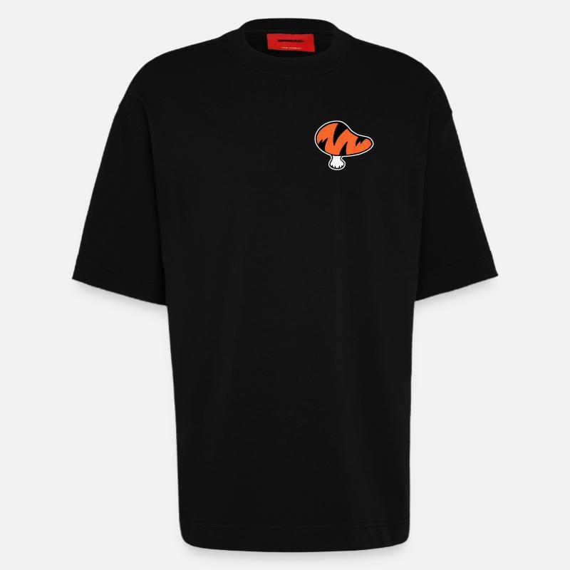 Tiger Mushroom Logo STICK Variant - Heavyweight T-Shirt - made by SPREAD - SOLID BLACK