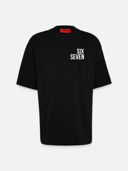 67 "six seven" text - Heavyweight T-Shirt - made by SPREAD - SOLID BLACK