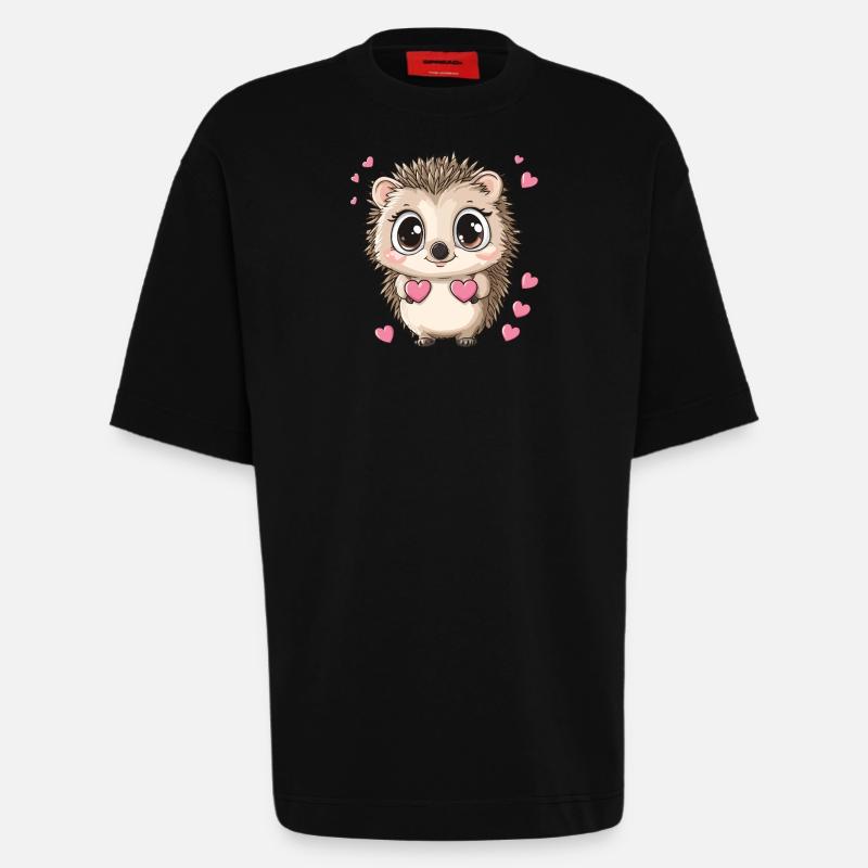 Igel mit Herzen - Heavyweight T-Shirt - made by SPREAD  - SOLID BLACK