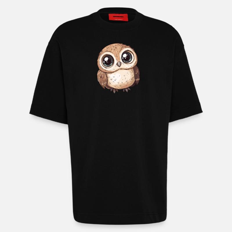 Süße große Eule - Heavyweight T-Shirt - made by SPREAD  - SOLID BLACK