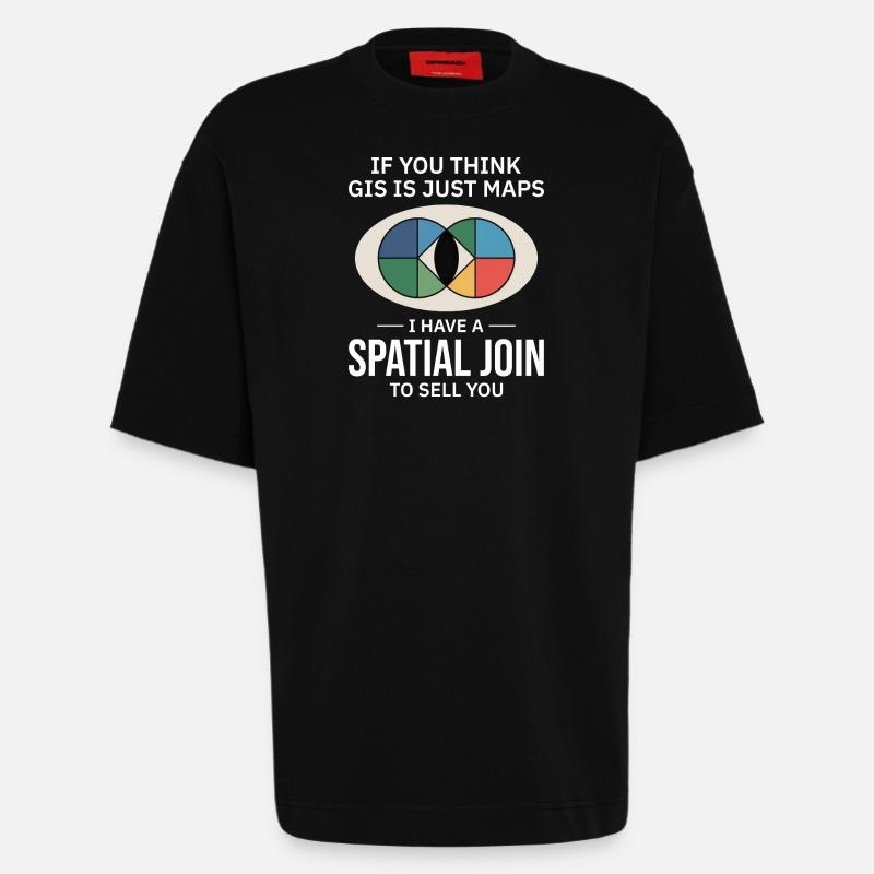 GIS Spatial Join Map Datenanalyse - Heavyweight T-Shirt - made by SPREAD  - SOLID BLACK