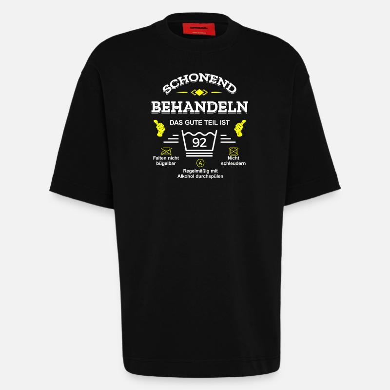 HANDLE MIT SORGFALT – 92 JAHRE PERFEKTION - Heavyweight T-Shirt - made by SPREAD - SOLID BLACK