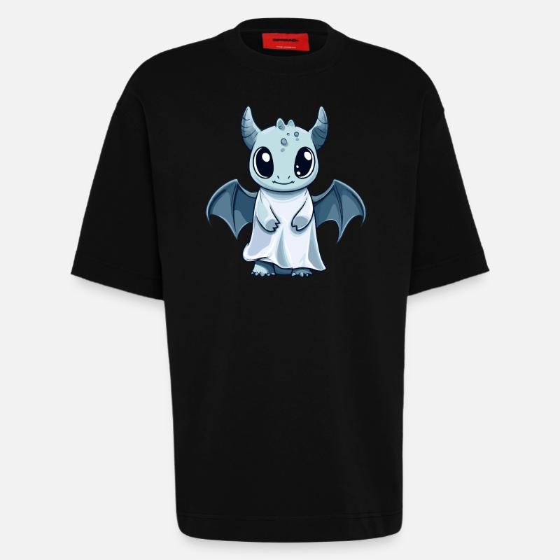 Drache Halloween Comic Geist - Heavyweight T-Shirt - made by SPREAD  - SOLID BLACK