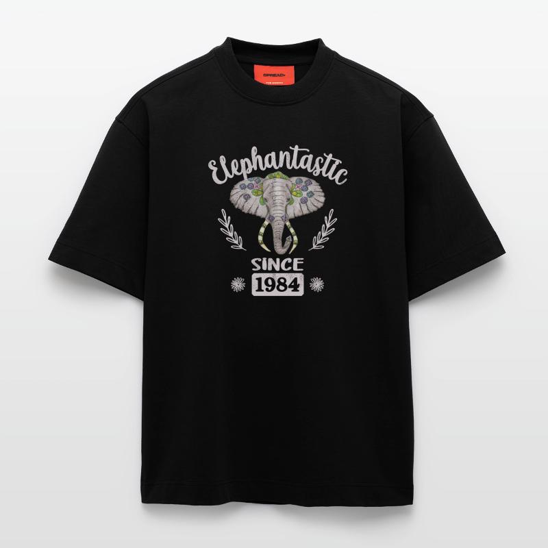 Elephantastic since 1984, Elephant Head Decorated Heavyweight T-Shirt - made by SPREAD 