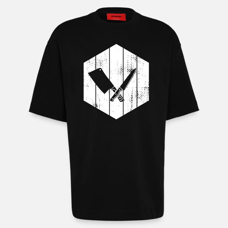 Messer Hackbeil Zeichnung - Heavyweight T-Shirt - made by SPREAD - SOLID BLACK