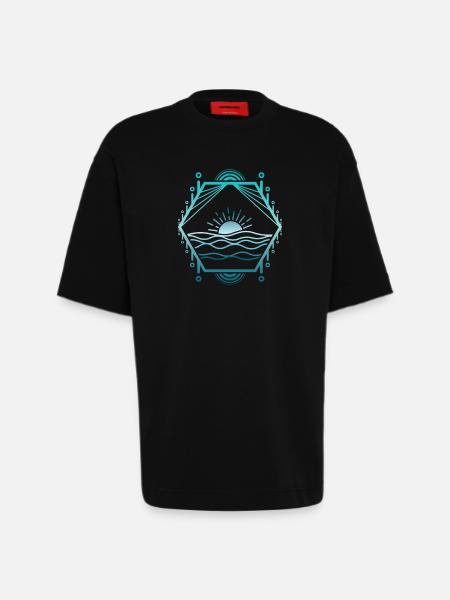 Sea lines - Heavyweight T-Shirt - made by SPREAD - SOLID BLACK