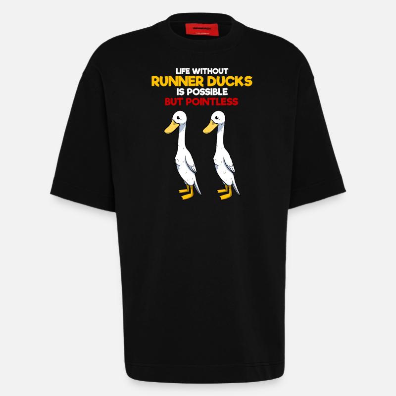 Canard en cours d'exécution - T-shirt bio épais oversize fabriqué en UE - SOLID BLACK