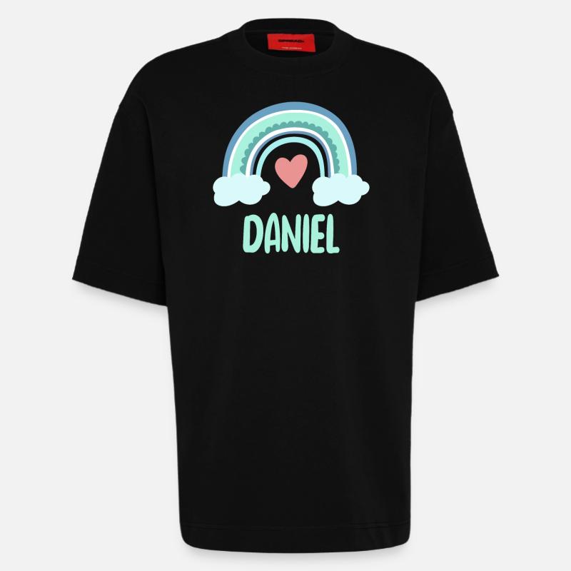 Daniel Nom Rainbow Baby - T-shirt bio épais oversize fabriqué en UE - SOLID BLACK